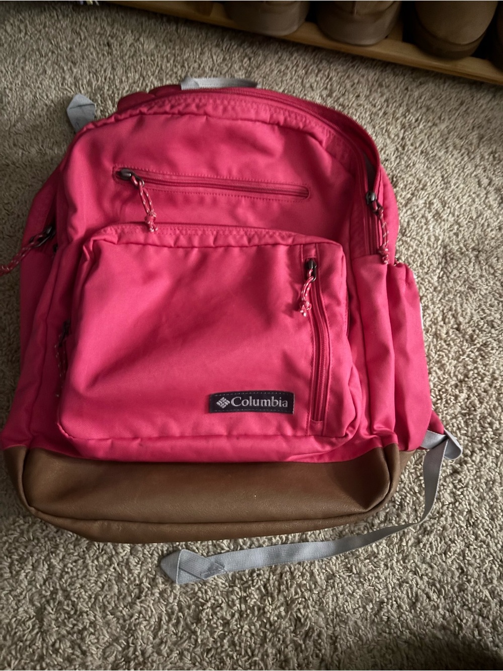 Columbia Bright Pink Backpack with Brown Base